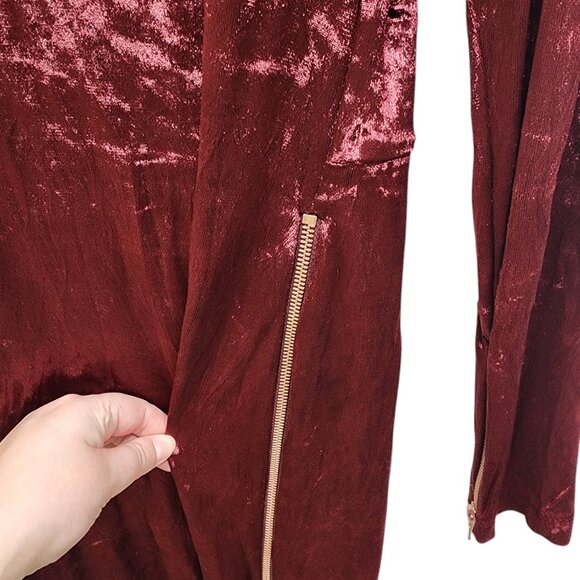 Agent Provocateur Burgundy Velvet Dress Size 14 Long Sleeve Asymmetric Zipper - Picture 6 of 16